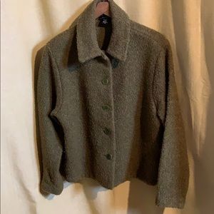 Eileen Fisher nubby chartreuse short coat